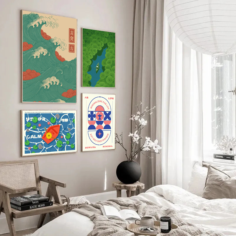 Japanese Minimalism Lifestyle - Minimalizm Japon Dalga Posterleri Nehir Gibi